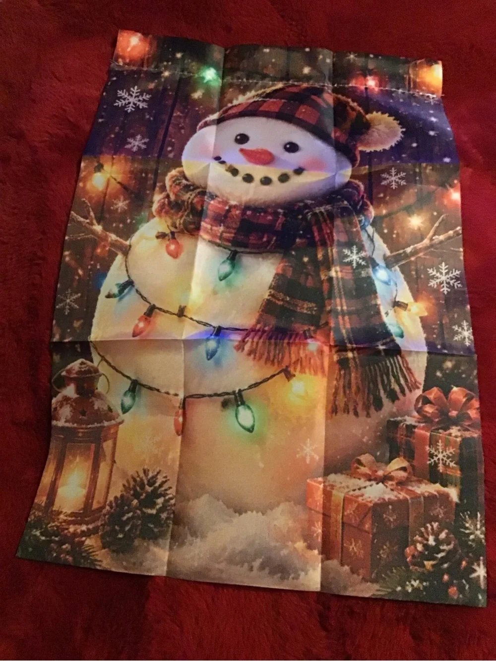 Really cute snowman mini garden flag